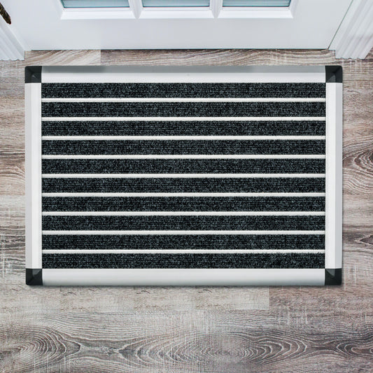 Hometex Premium Aluminium Indoor Entrance Mat positioned at a front door entrance in a lifestyle setting