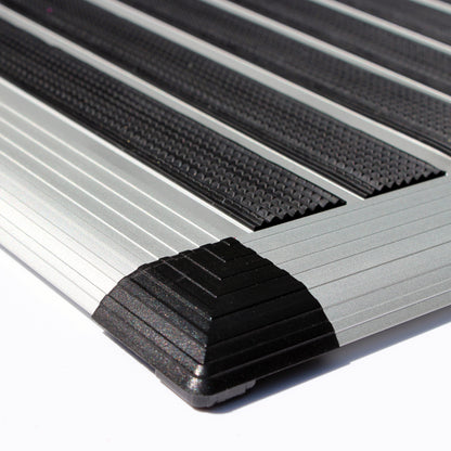 Close-up of the corner of the Hometex Premium Aluminium Outdoor Entrance Mat in a lifestyle image
