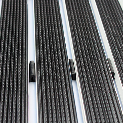 Zoomed-in view of the central area of the Hometex Premium Aluminium Outdoor Entrance Mat highlighting its durable aluminium surface