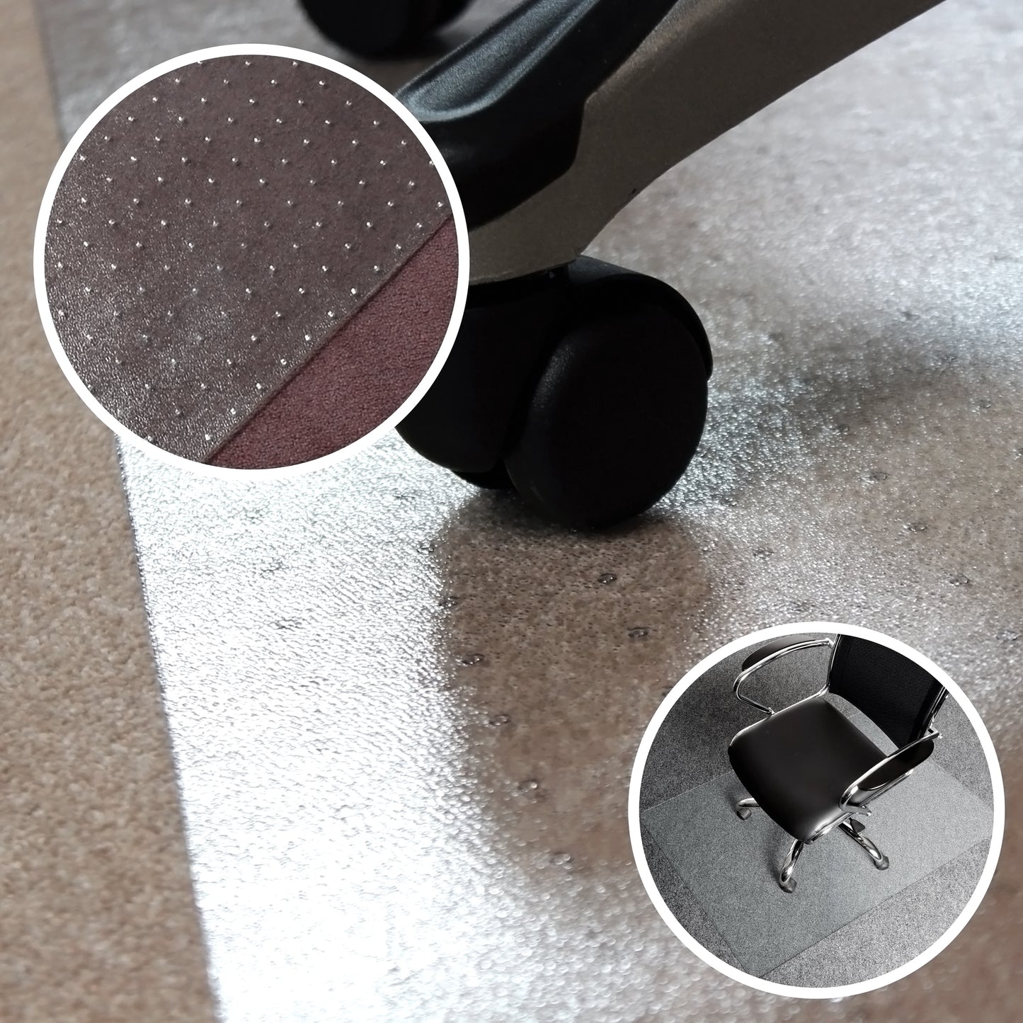 Hometex Solutions Premium Polycarbonate Chair Mat for Deep Pile Carpets - Rectangular