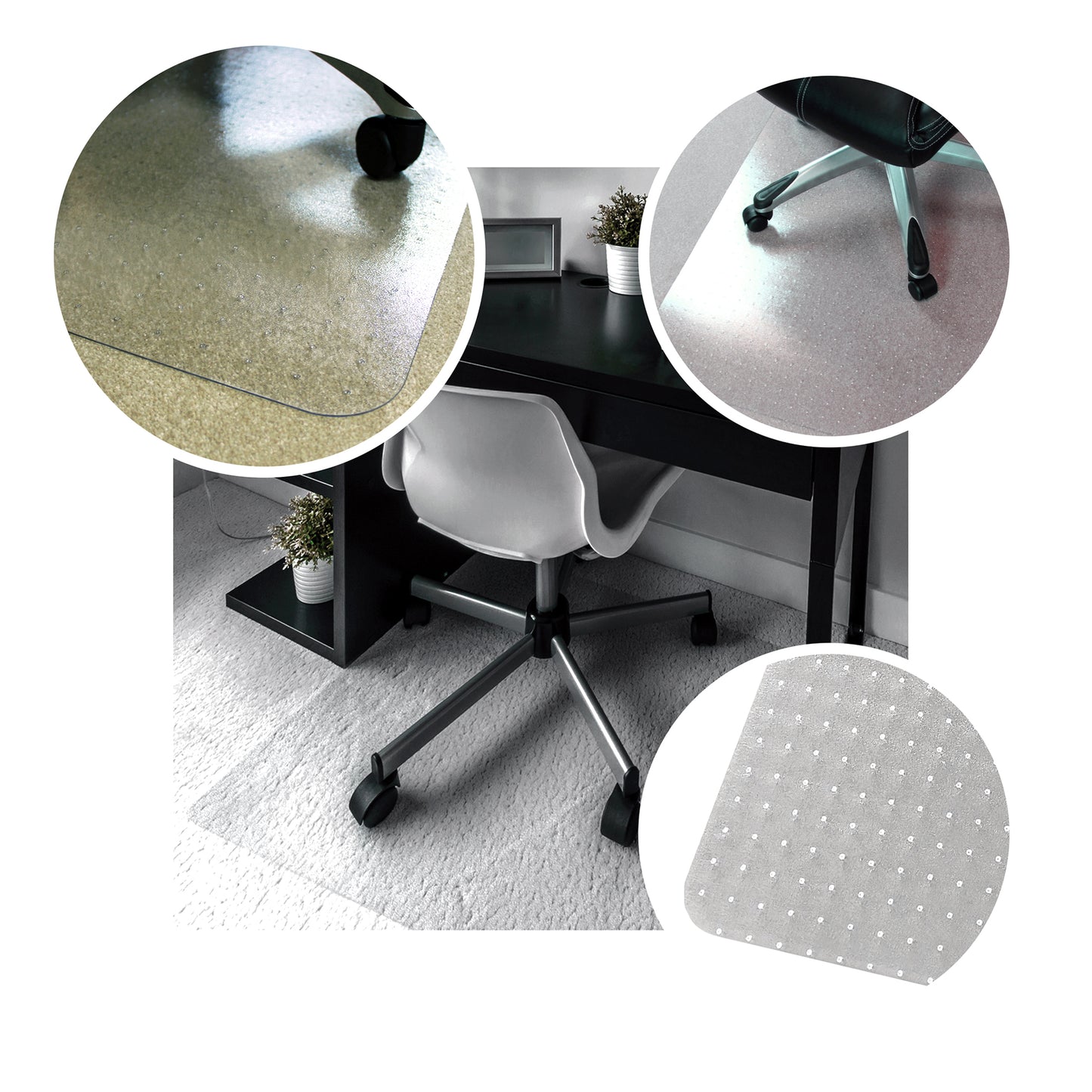 Hometex Solutions Premium Polycarbonate Chair Mat for Deep Pile Carpets - Rectangular